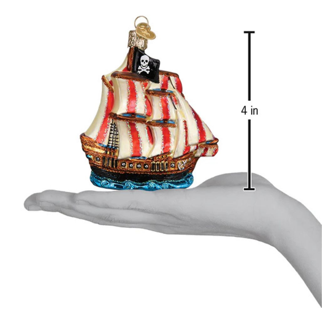 Old World Christmas Pirate Ship Ornament | Mouth-Blown Glass
