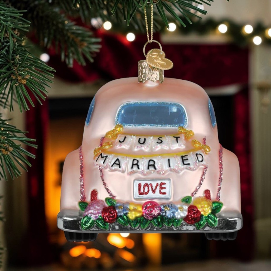 Old World Christmas Just Married Magic Ornament | Blown Glass