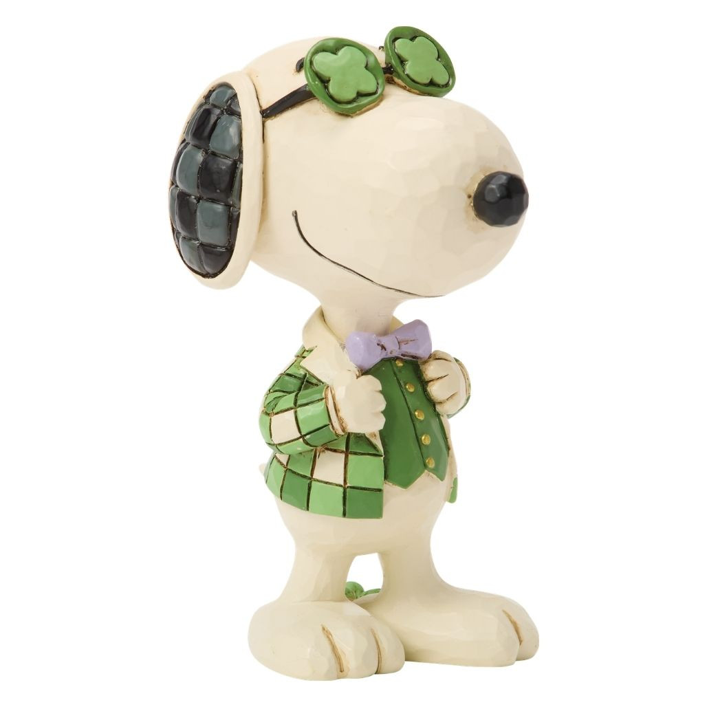 Jim Shore Snoopy In Plaid Mini | St. Patrick's Figurine