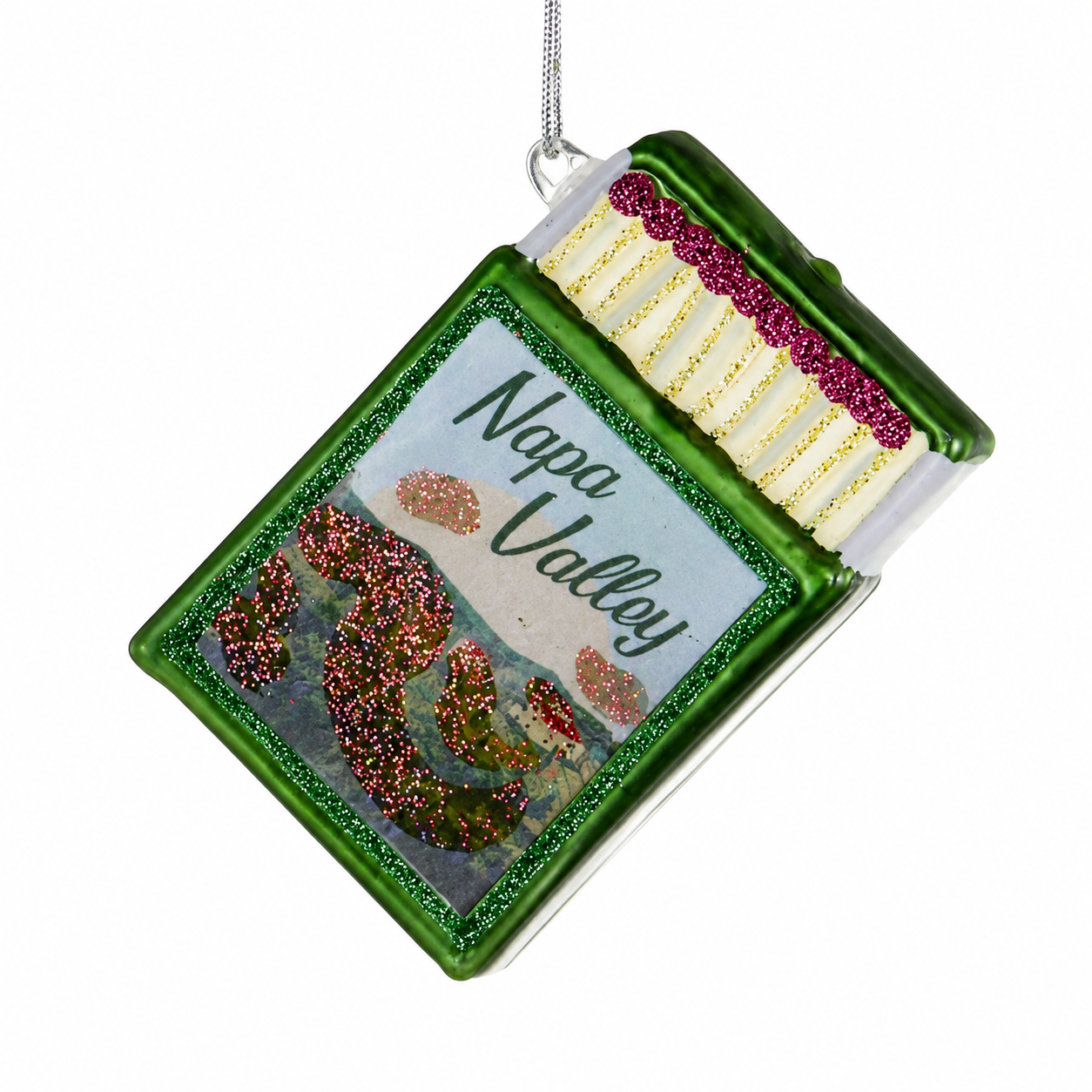 Cody Foster Souvenir Matchbox Napa Valley Ornament | 3 Inch Glass