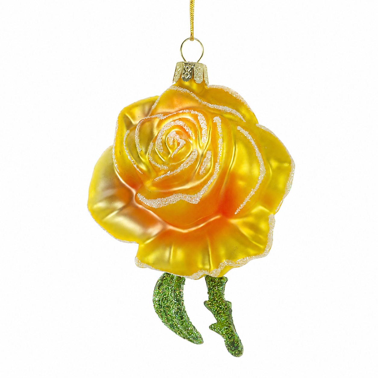 Cody Foster Yellow Rose of Texas Ornament | 3.5 Inch Glass