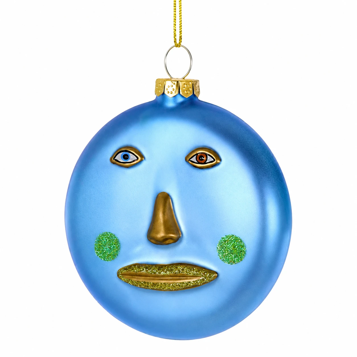 Cody Foster Le Visage Disc Blue Ornament | 2.75 Inch Glass