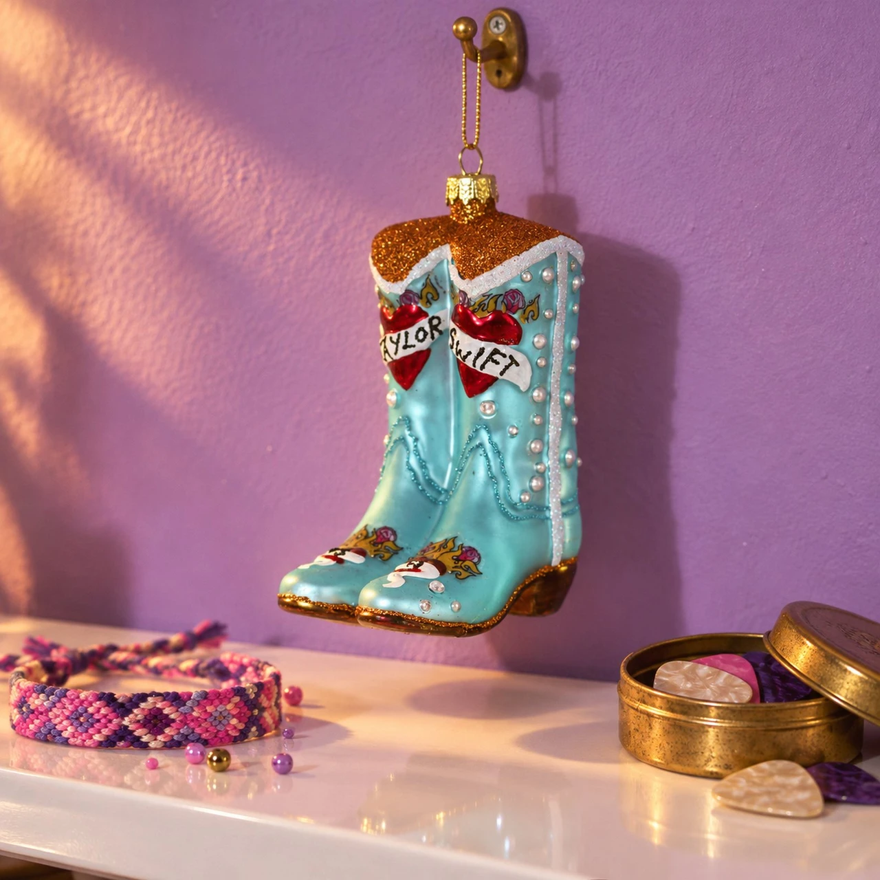 Cody Foster Taylor Swift Boots Glass Ornament