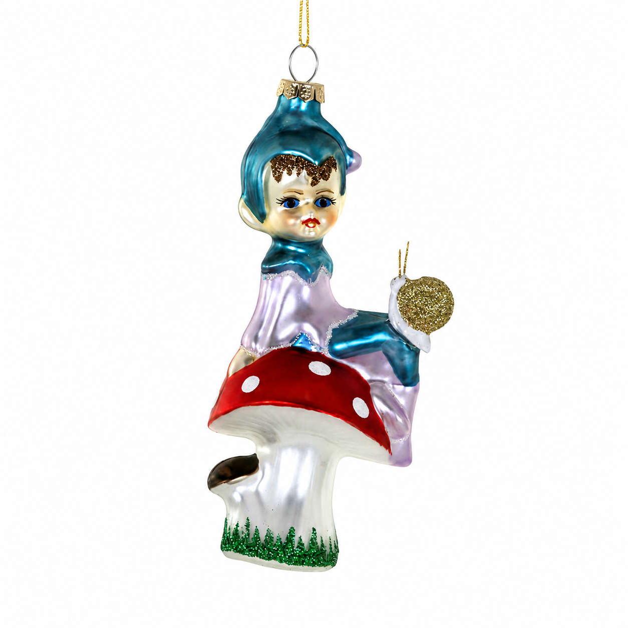 Cody Foster Woodling Elf Ornament | 5 Inch Glass