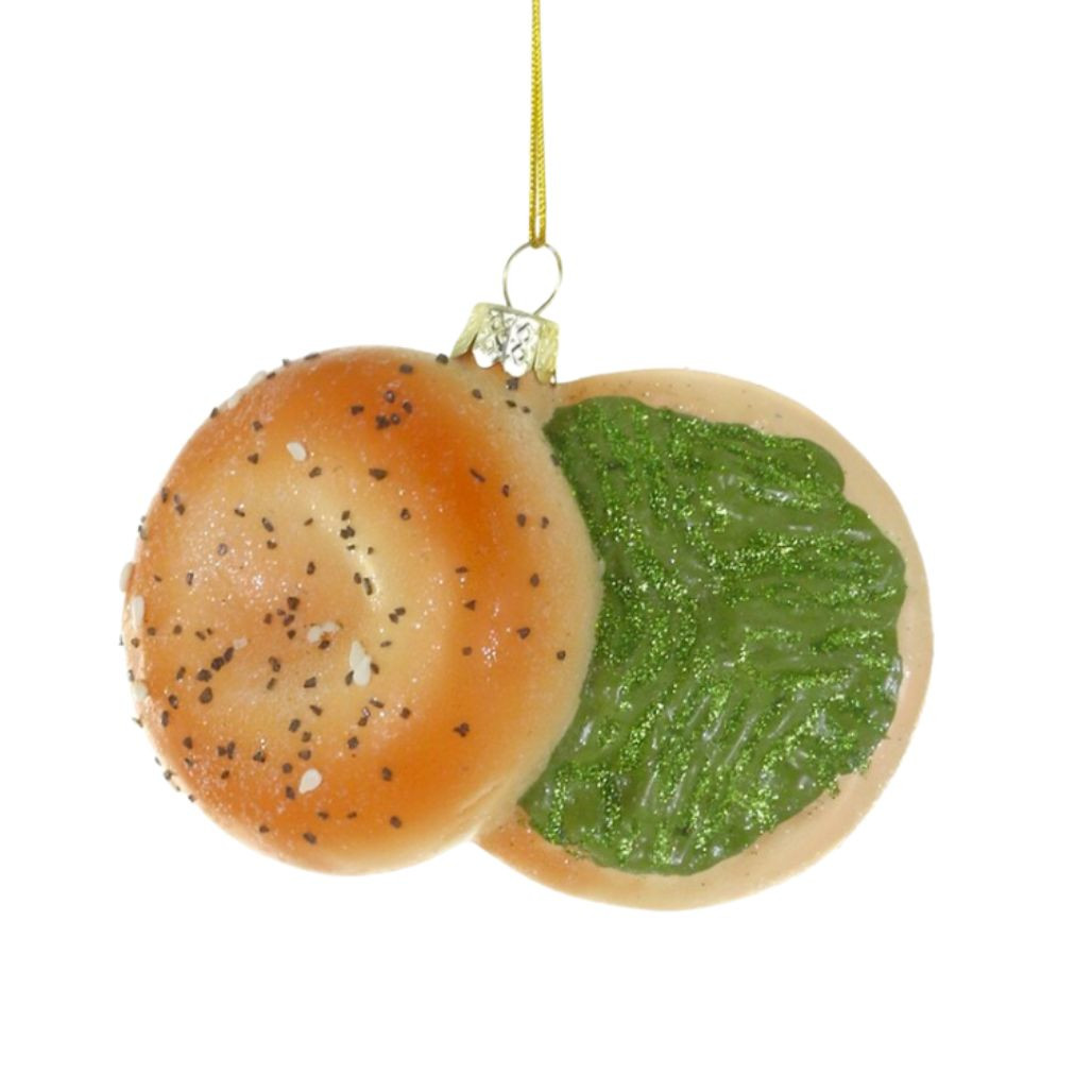 Cody Foster Bagel with Avocado Glass Ornament