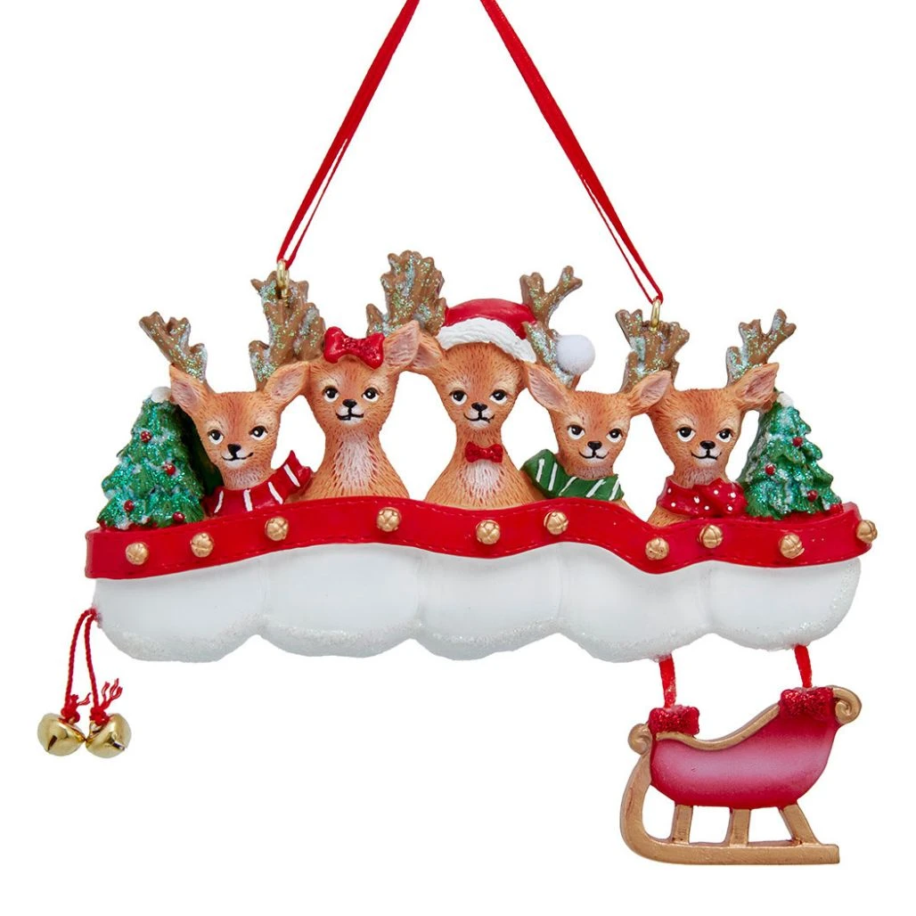 Kurt Adler Reindeer Family of 5 Ornament | 3.5 Inch