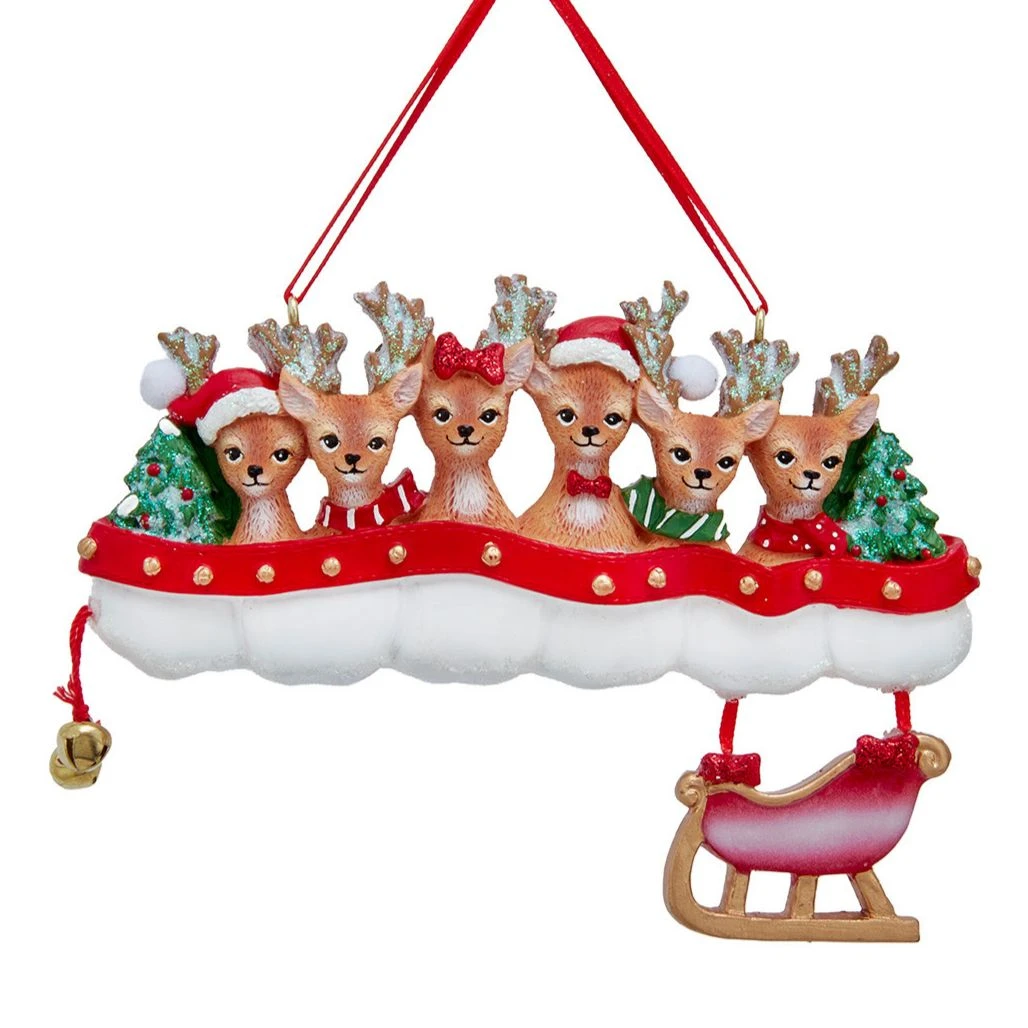 Kurt Adler Reindeer Family of 6 Ornament | 3.5 Inch