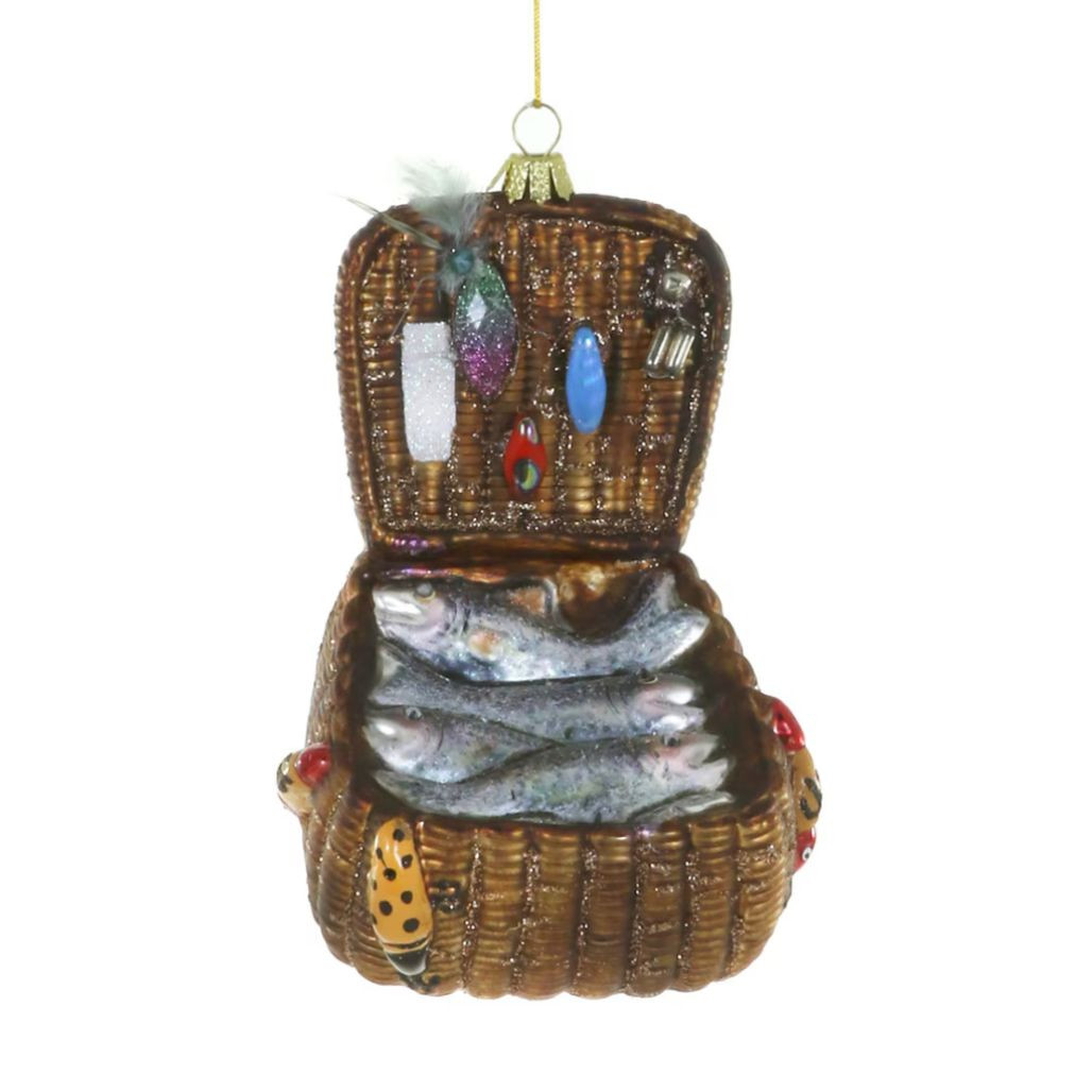 Cody Foster Fishing Creel Glass Ornament