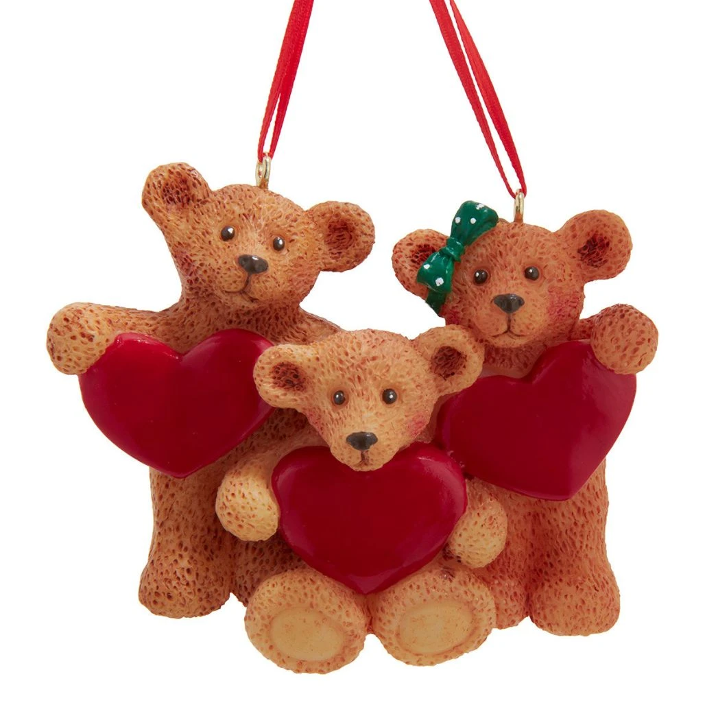 Kurt Adler Holly Bearies Family of 3 Ornament | 3 Inch