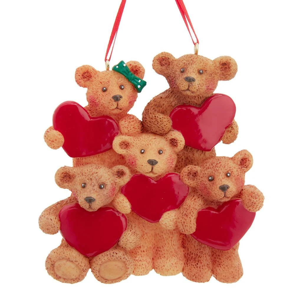 Kurt Adler Holly Bearies Family of 5 Ornament | 4 Inch