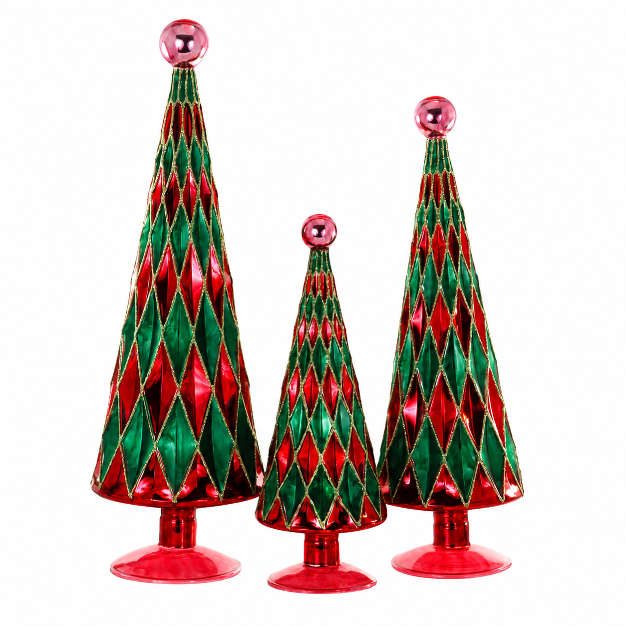 Cody Foster Scarlet Cedar Diamond Trees Set of 3 | 9.5 - 15 Inch