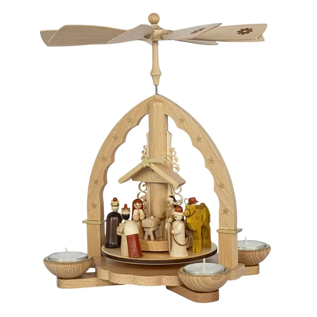 Richard Glaesser Natural Nativity Pyramid | 10.6 Inch Wood