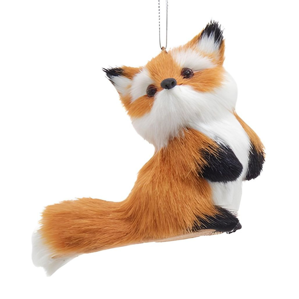 Kurt Adler Furry Fox Looking Right Ornament