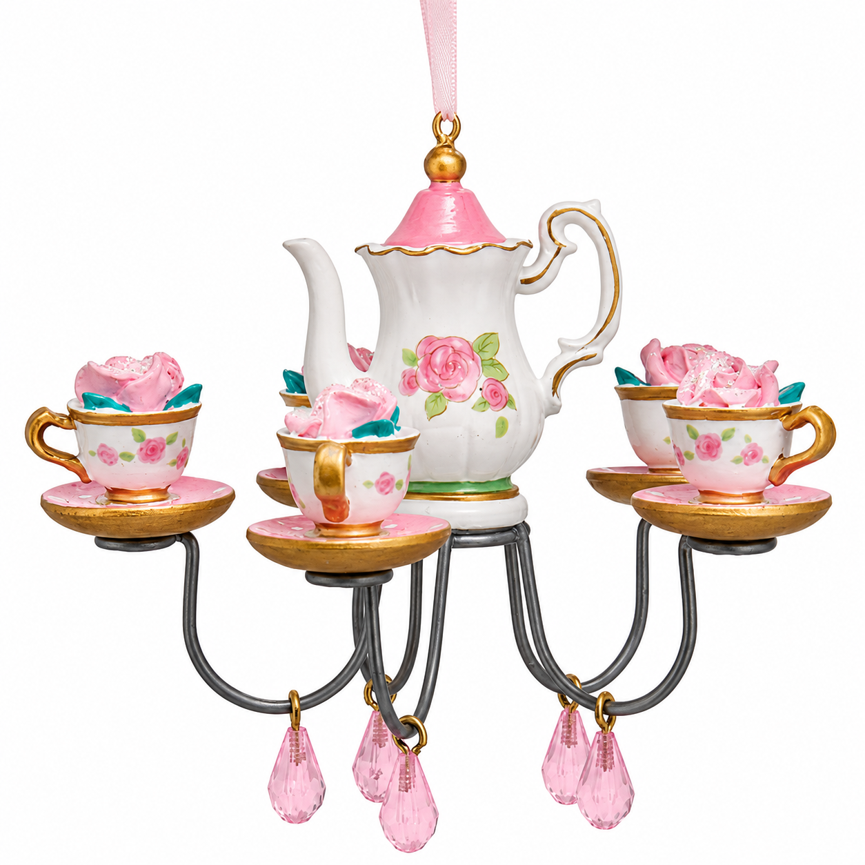 Kurt Adler Floral Tea Chandelier Ornament
