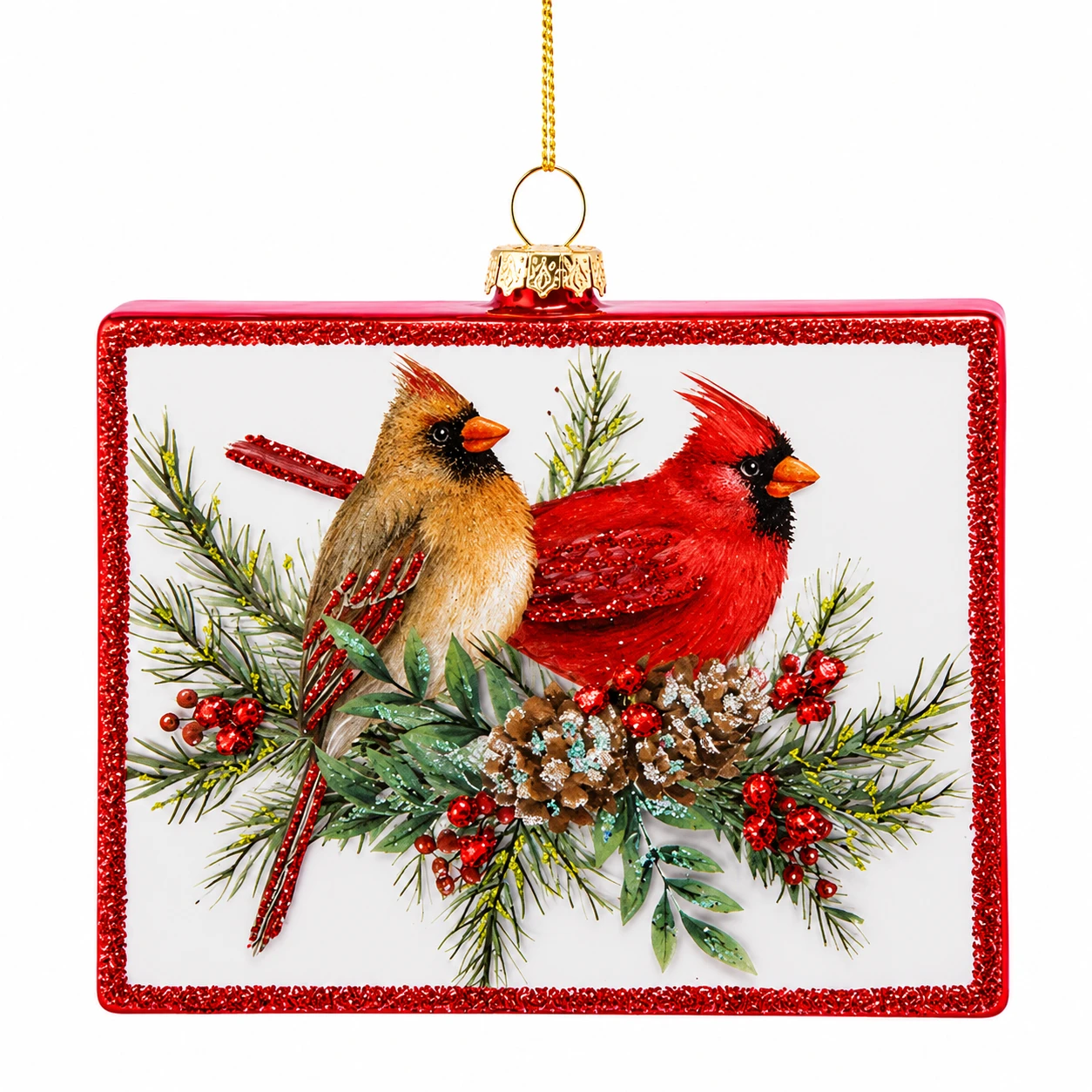 Kurt Adler Cardinal Couple Winter Branch Ornament