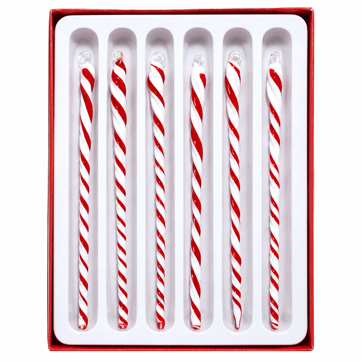 Kurt Adler White &  Red Twist Icicle Ornament Set
