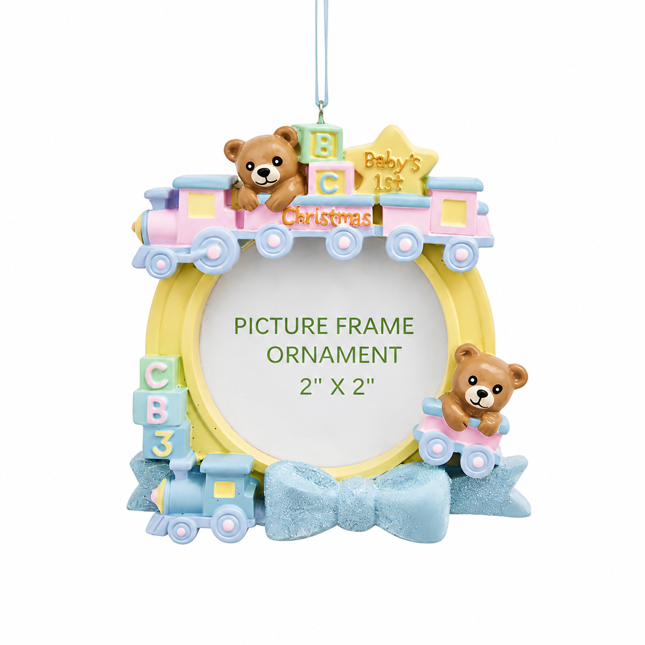 Kurt Adler Baby’s 1st Christmas Boy Train Frame Ornament