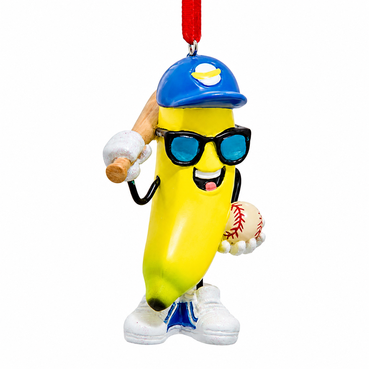 Kurt Adler Banana With Baseball Bat Ornament