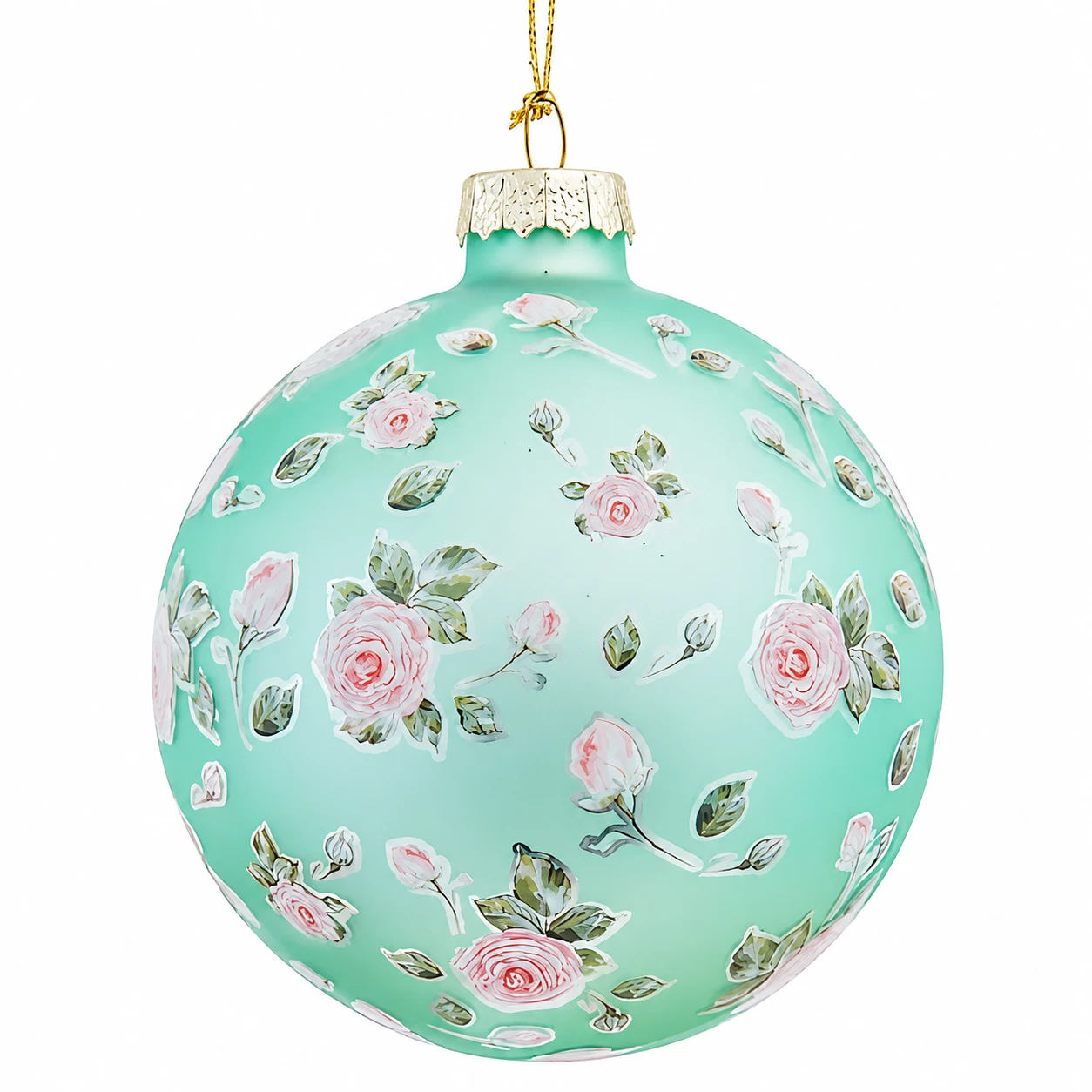 Kurt Adler Blue Floral Glass Ball Ornament