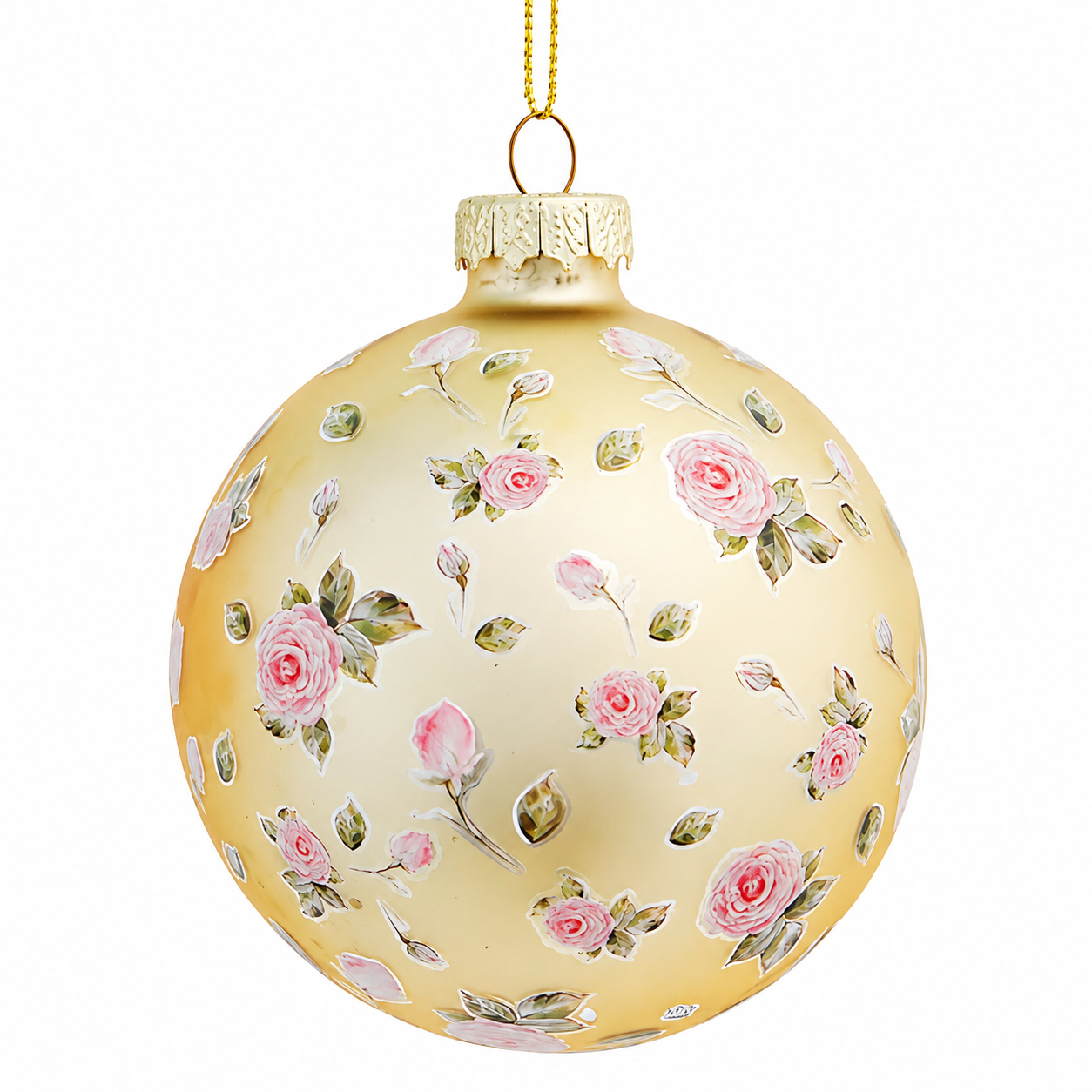 Kurt Adler Yellow Floral Glass Ball Ornament