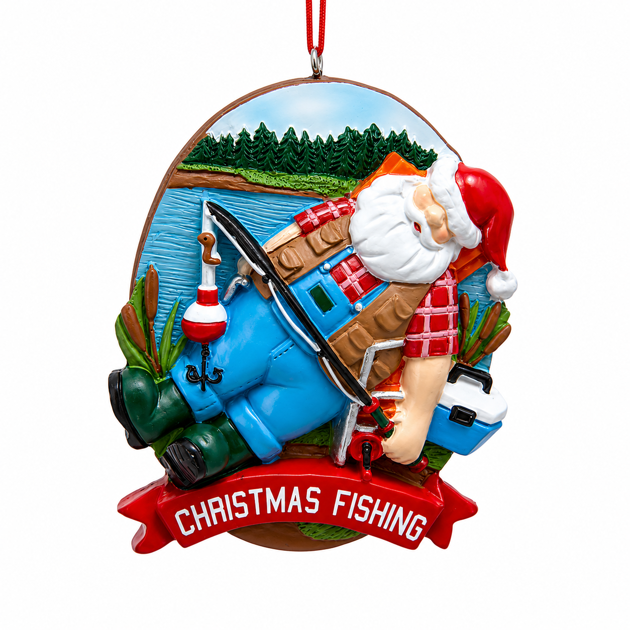 Kurt Adler Christmas Fishing Santa Ornament