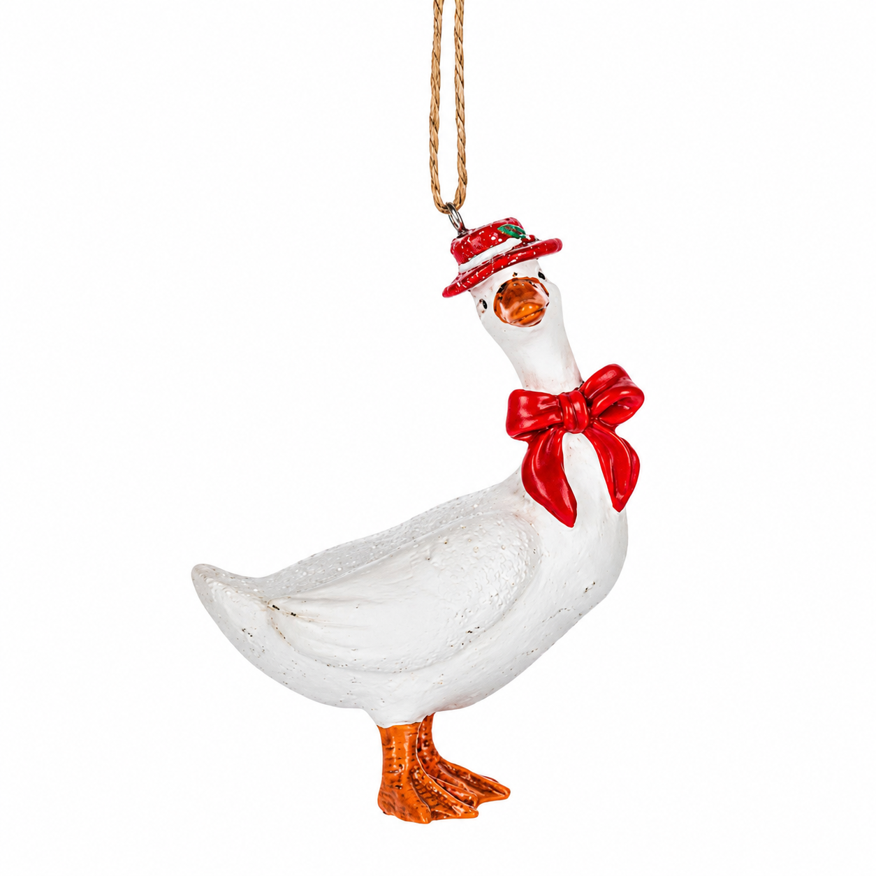Cottage Geese Red Hat Ornament