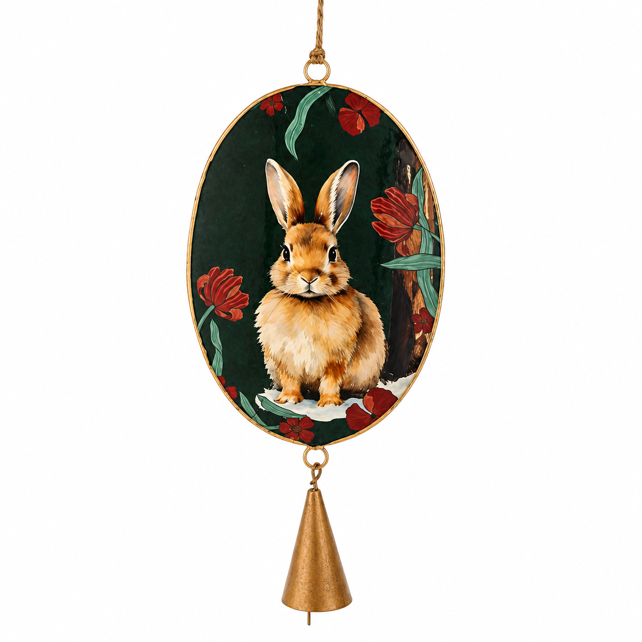 Floral Rabbit Disk Ornament