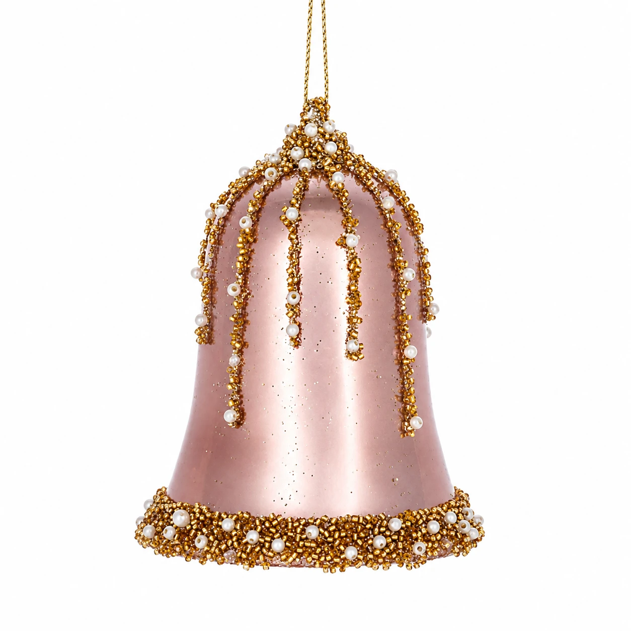 Beaded Pink Bell Ornament