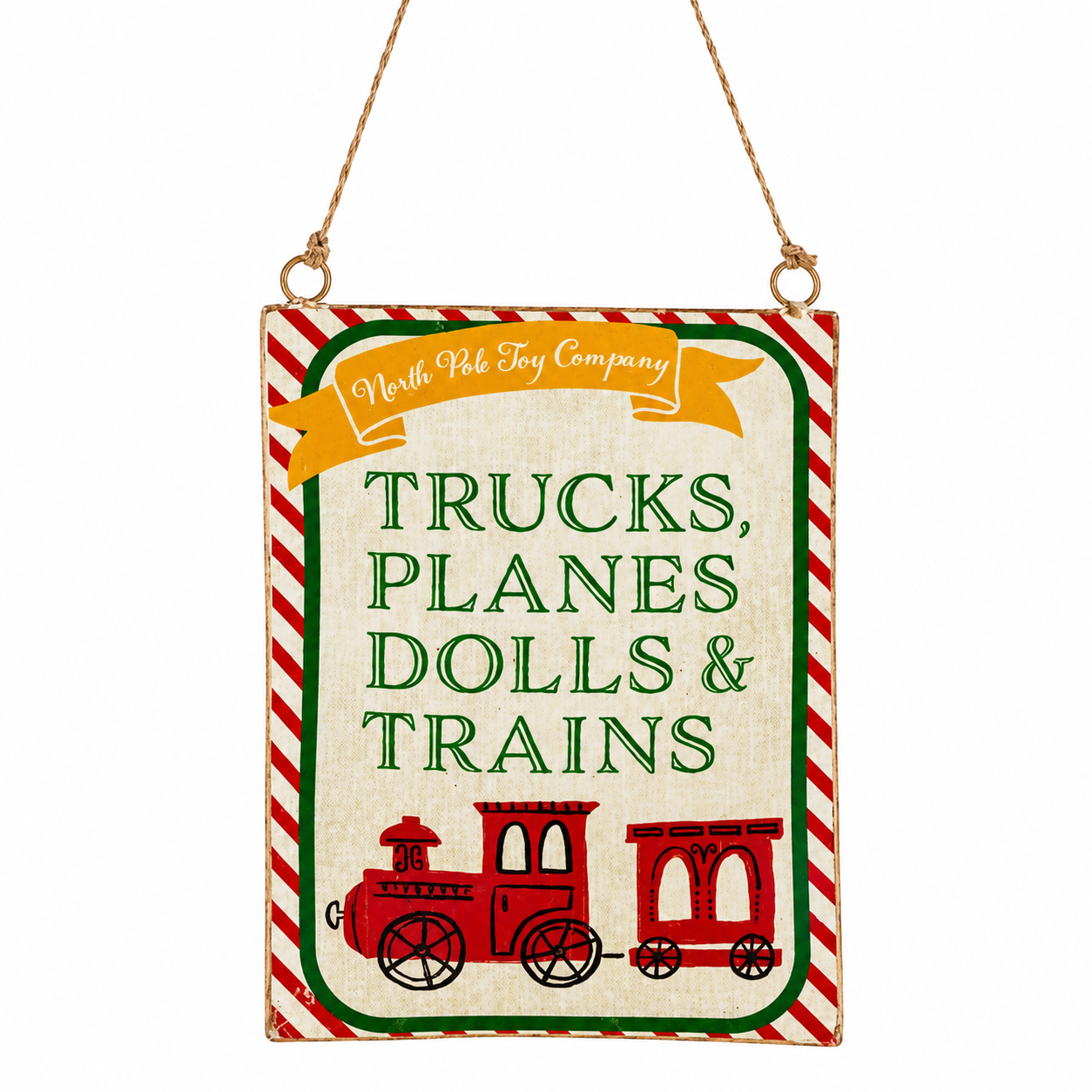 Retro Toy Train Sign Ornament