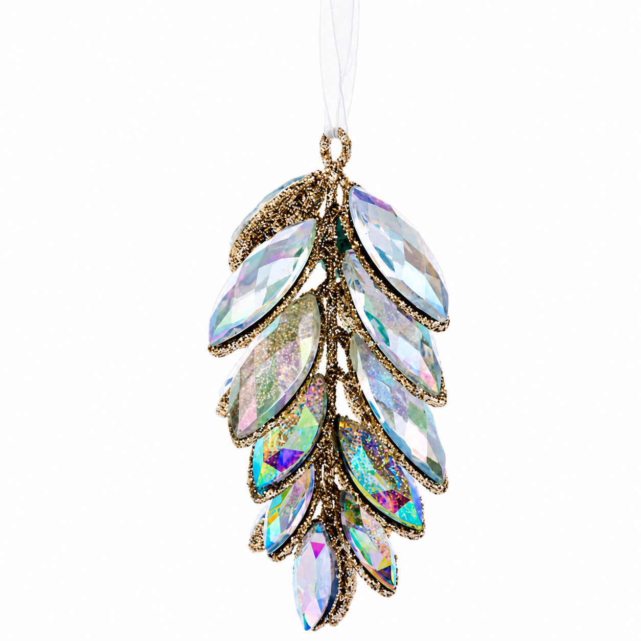 Glittered Silver Pinecone Ornament