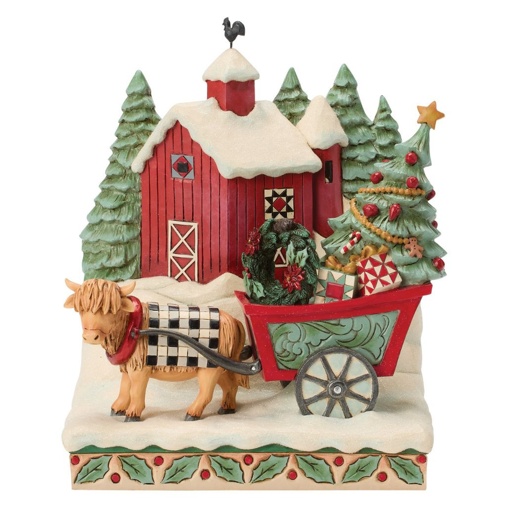 Jim Shore Highland Glen Barn Scene Figurine | The Christmas Loft