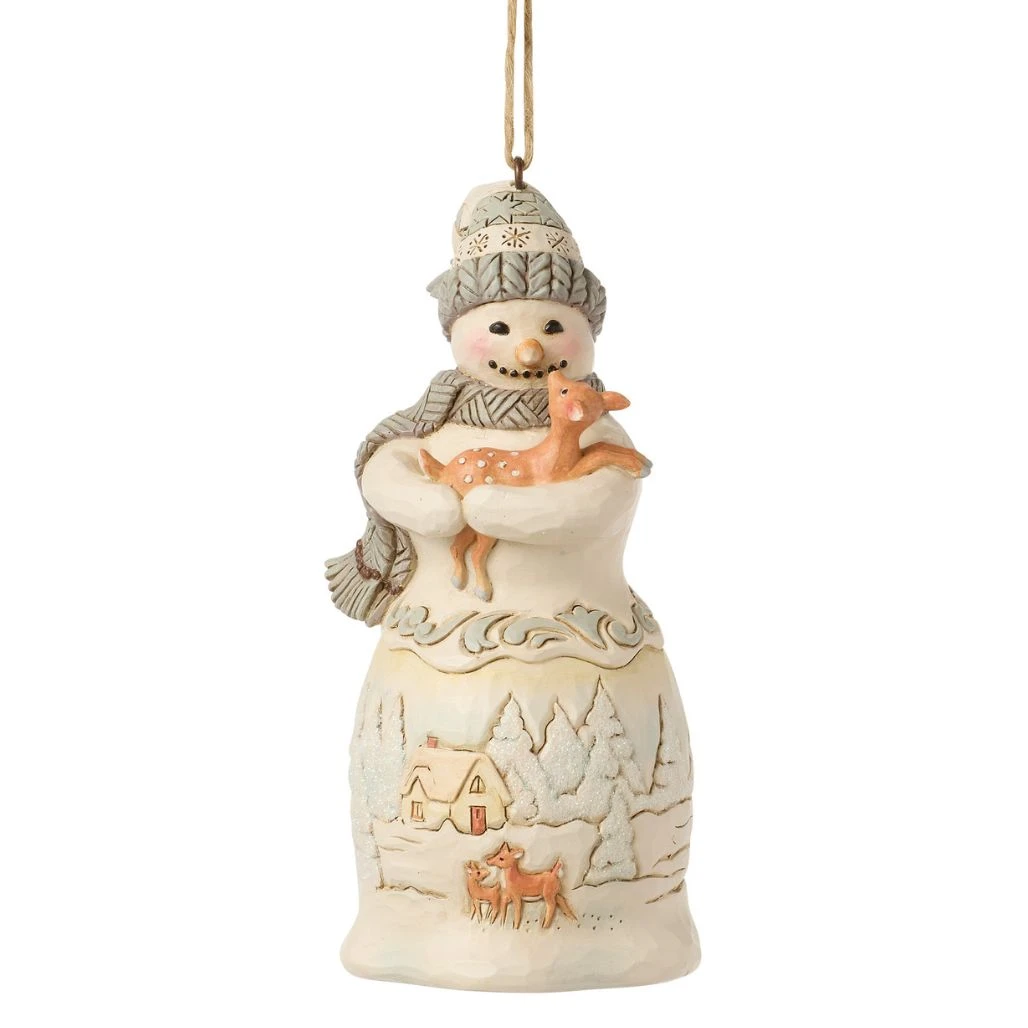 Jim Shore Woodland Snowman Holding Fawn Ornament | The Christmas Loft