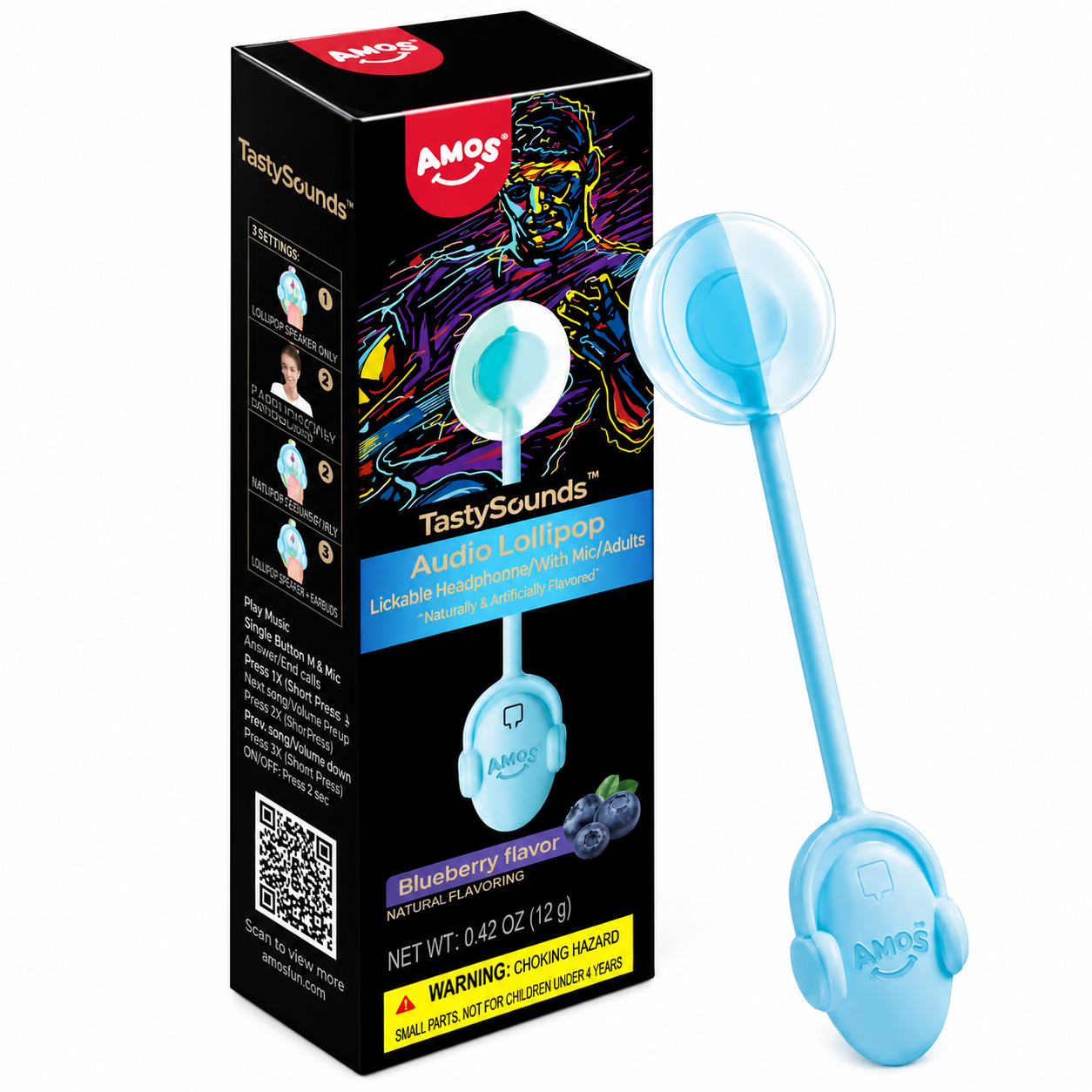 Amos Tasty Sounds Blueberry Audio Lollipop