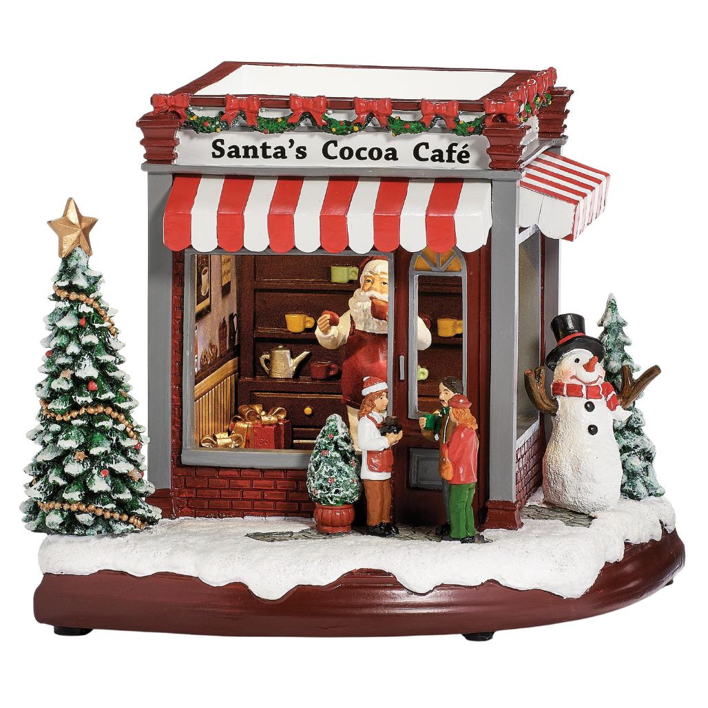 Santa Cocoa Cafe LED Rotating Musical Figurine