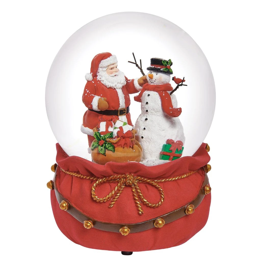 Musical Santa Bag & Bells Snow Globe