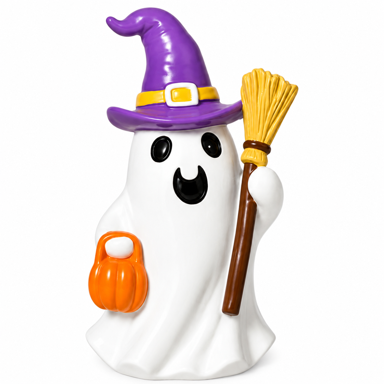 Halloween Witch Ghost With Broom Figurine