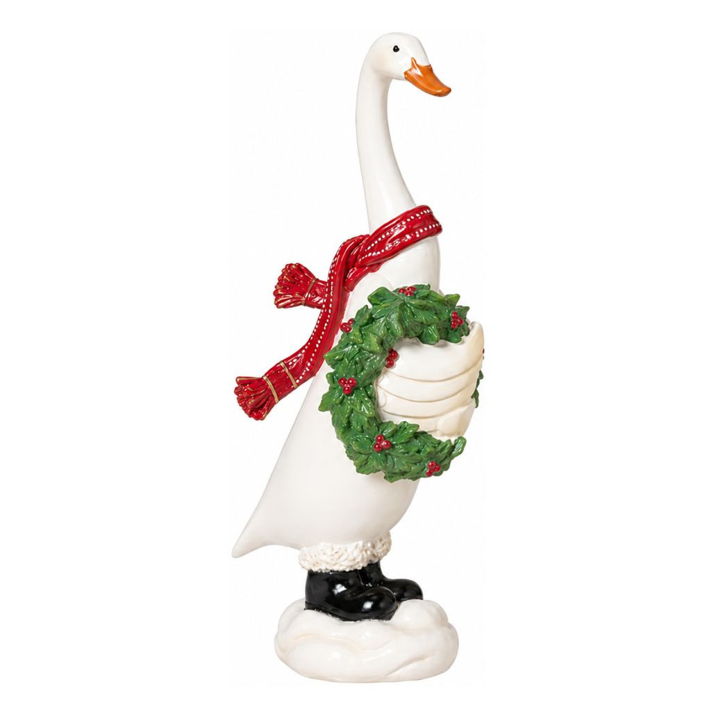 Holiday Goose With Wreath Figurine | The Christmas Loft