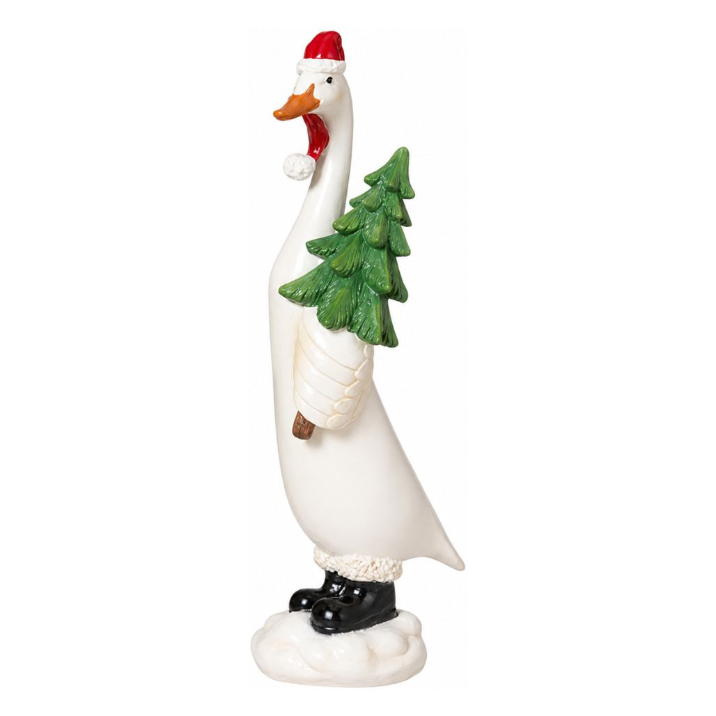 Holiday Goose With Tree Figurine | The Christmas Loft