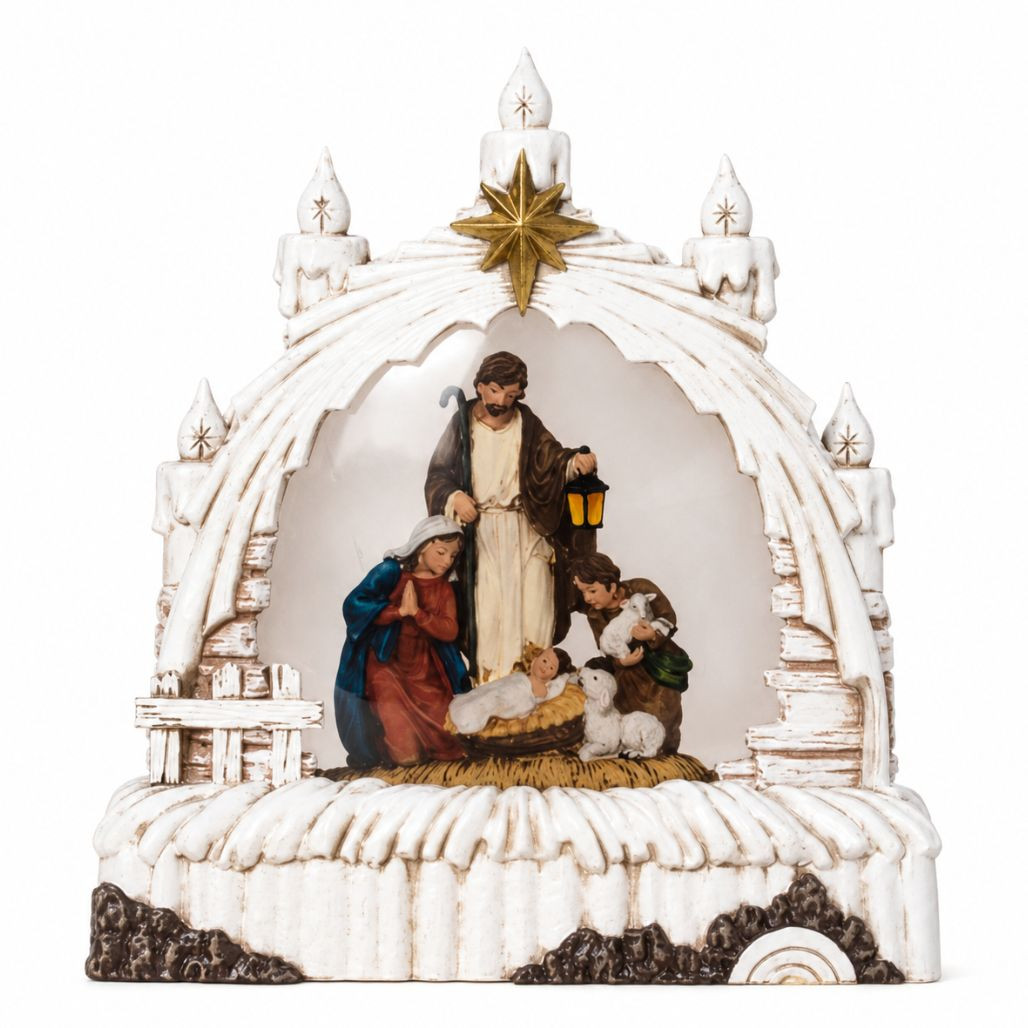 Lighted Nativity Spinning Water Globe | The Christmas Loft