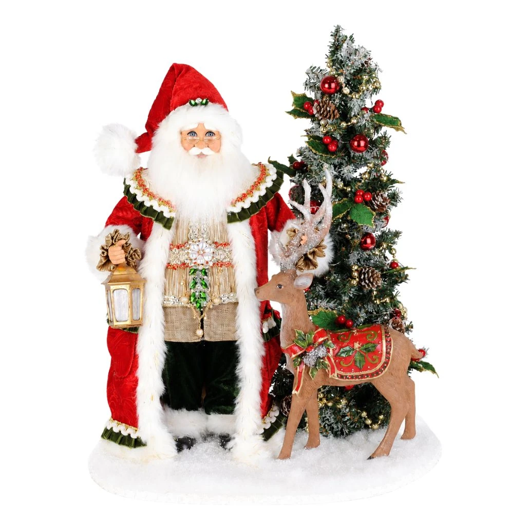 Karen Didion Lighted Woodland Eve of Christmas Santa Figurine