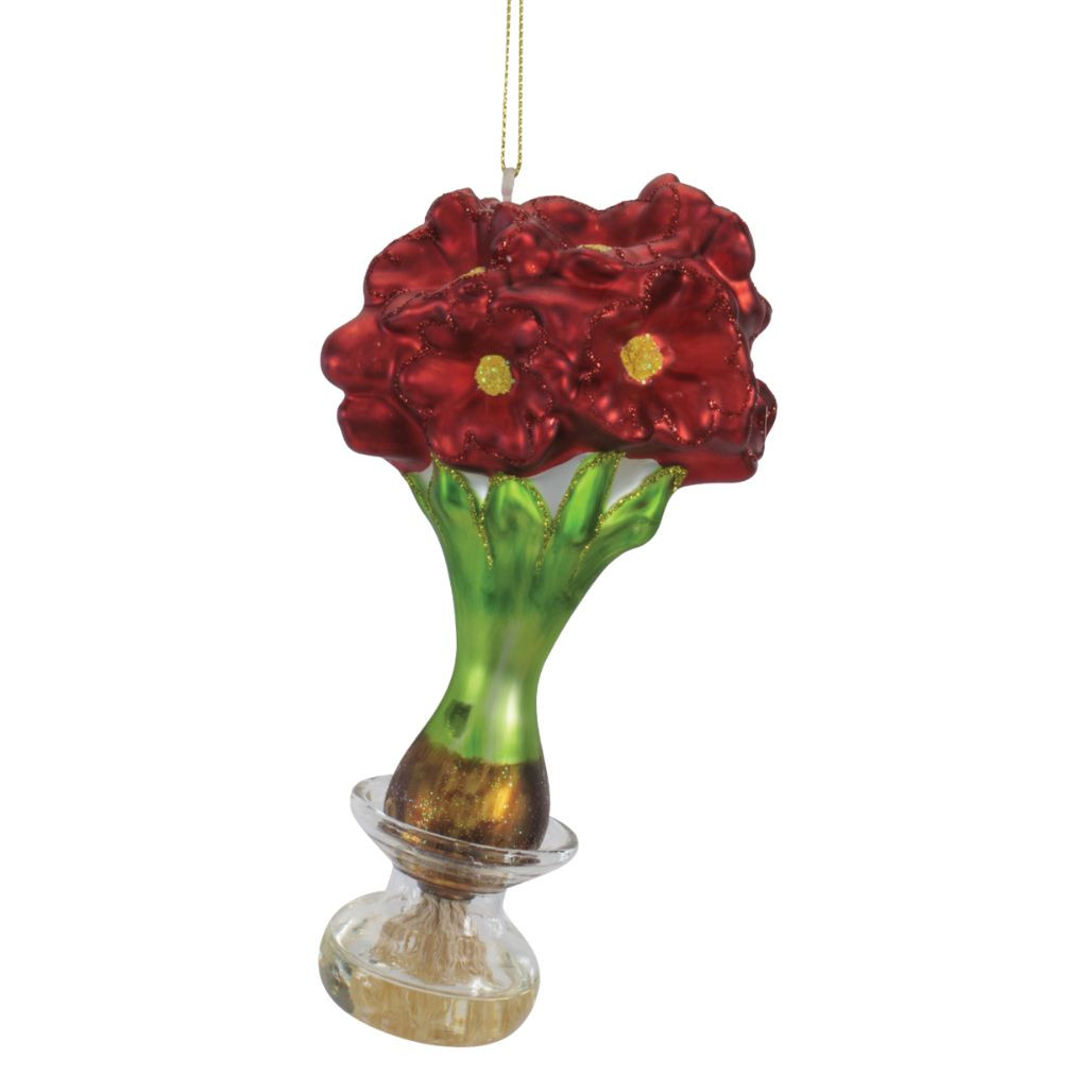 Solid Red Amaryllis Glass Ornament