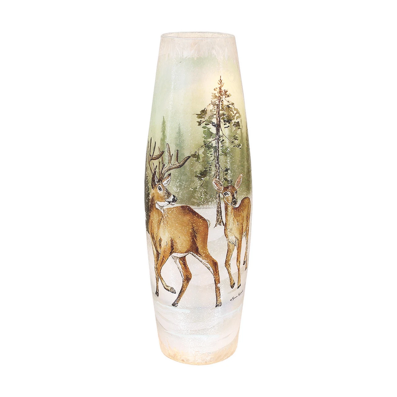 Stony Creek Large Winter Forest With 2 Deer LED Lighted Lamp