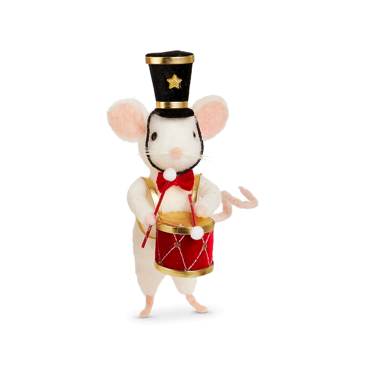 White Drummer Mouse Ornament