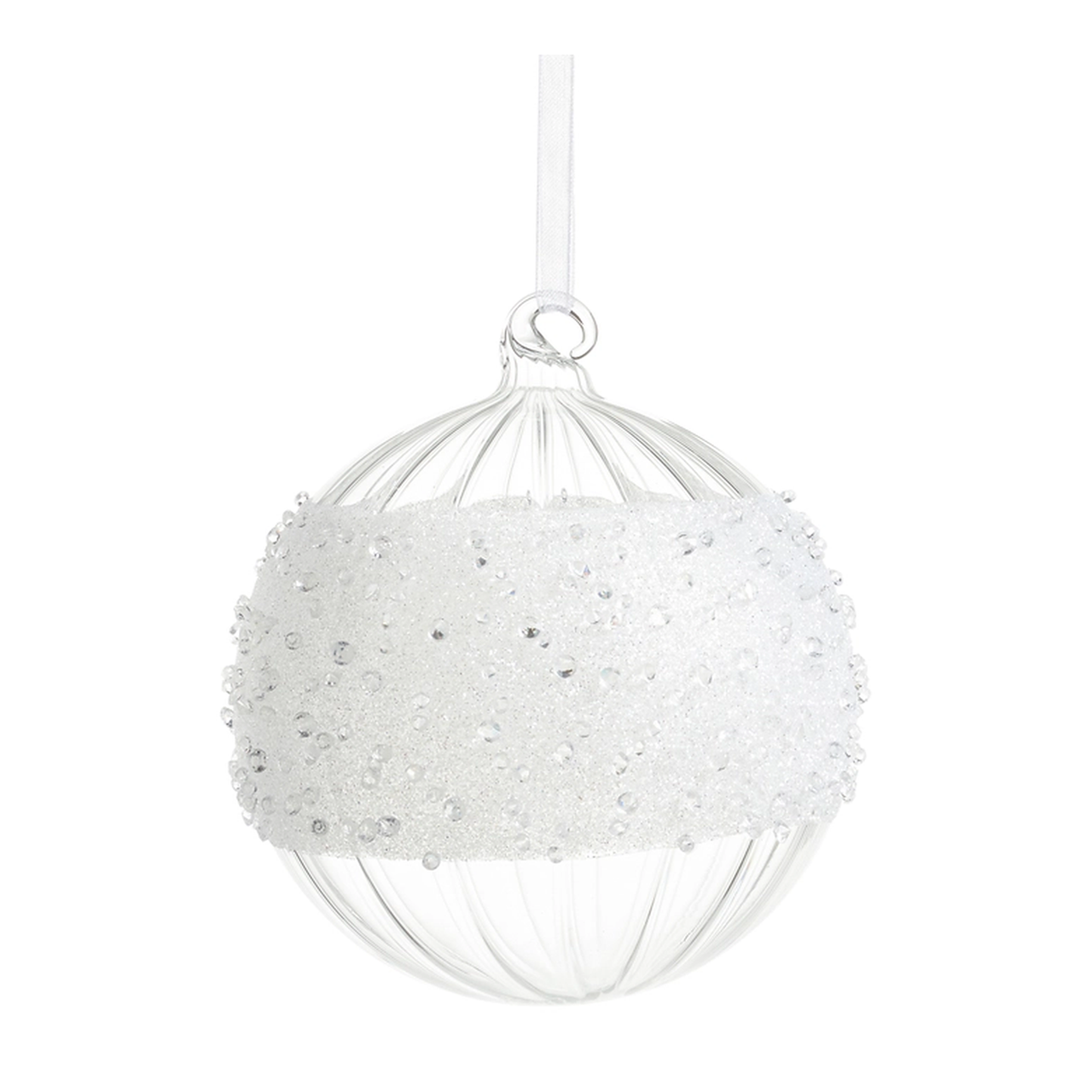 Crusted Clear Glass Ball Ornament