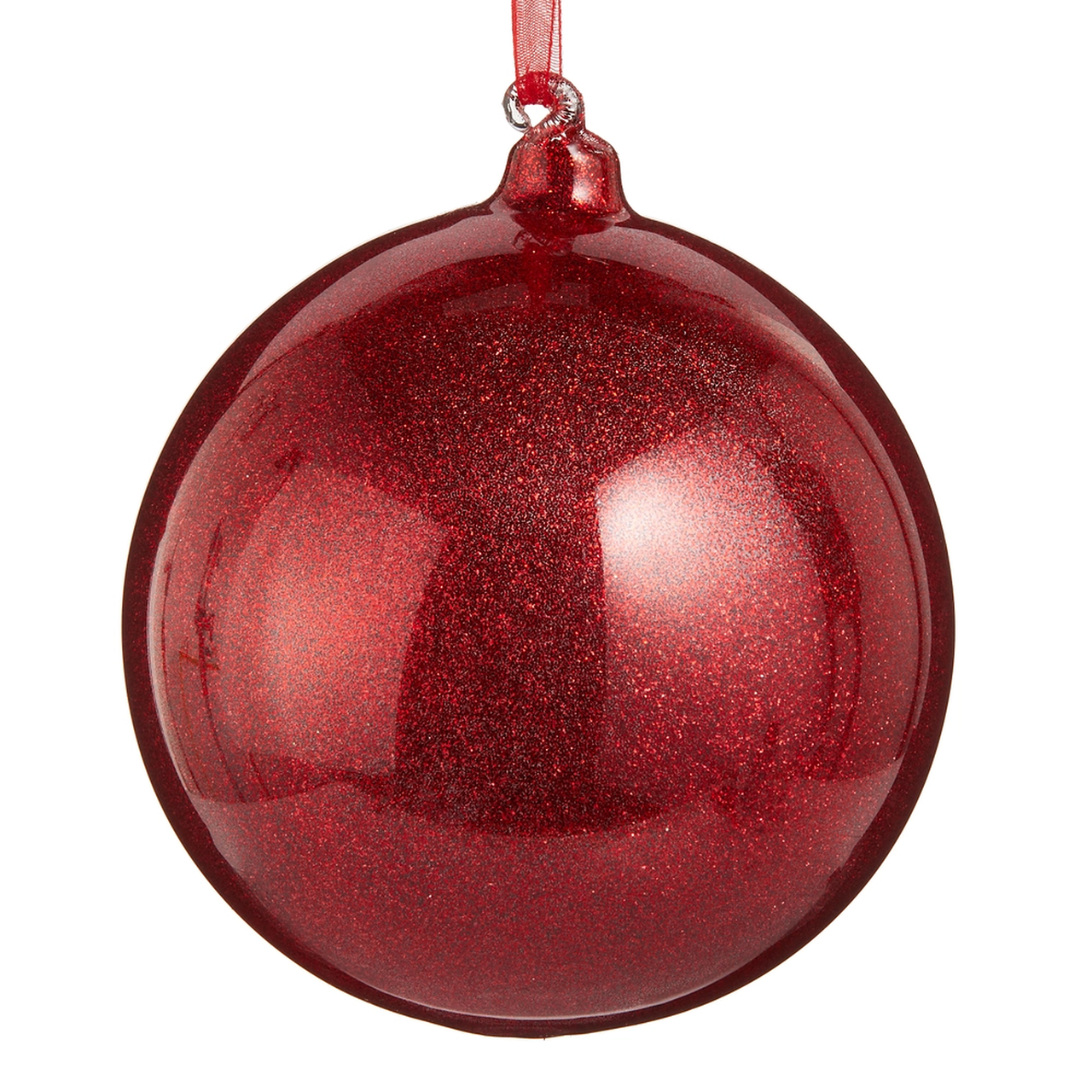 Large Red Glitter Ball Ornament