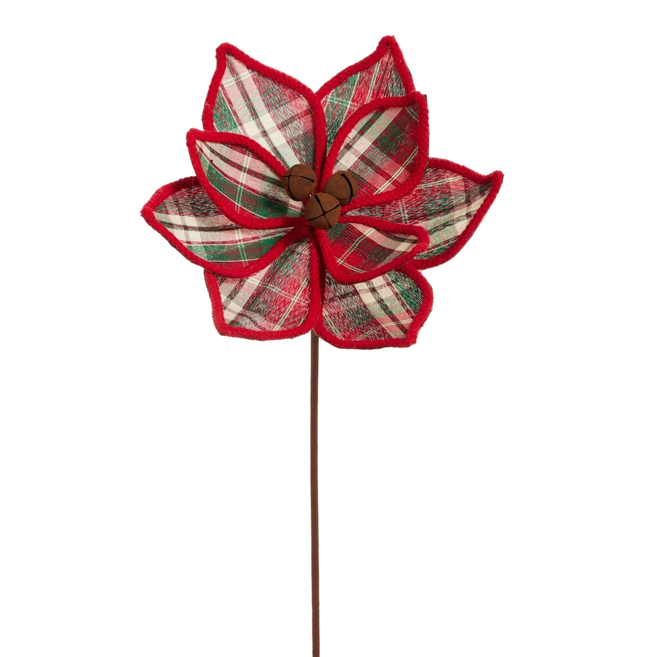 Tweed Plaid Poinsettia Stem | The Christmas Loft