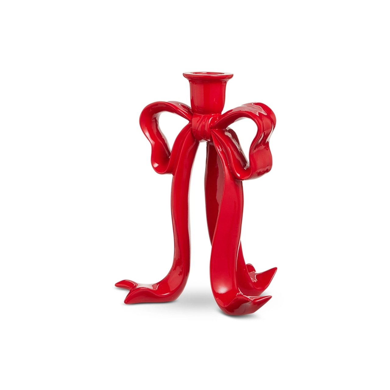 Large Red Bow Candlestick | The Christmas Loft