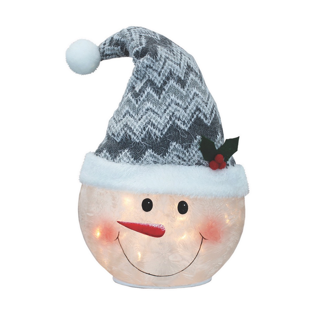 Stony Creek Snowman Wearing Grey Hat LED Orb Lamp