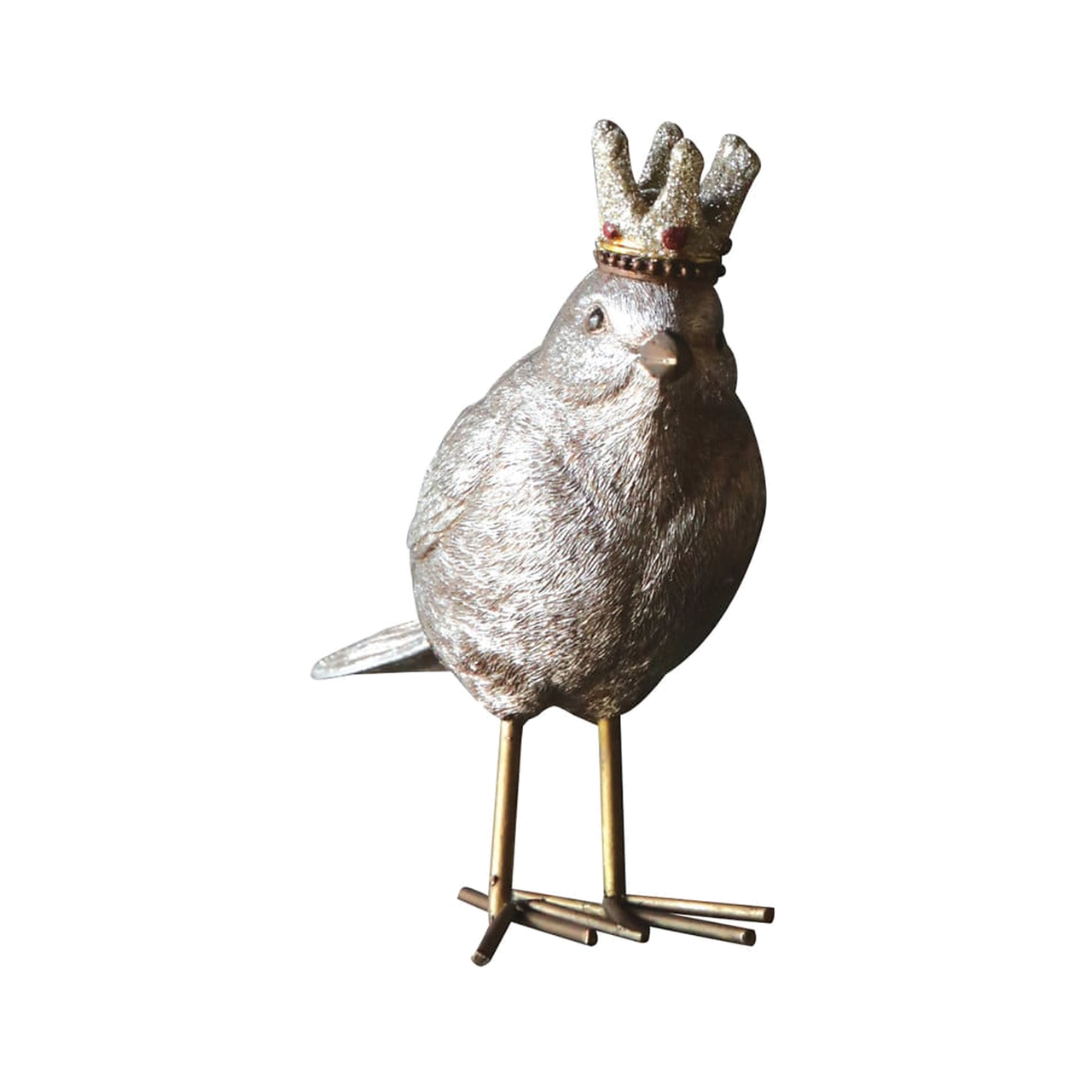 Crowned Resin Bird Figurine - Tail Up