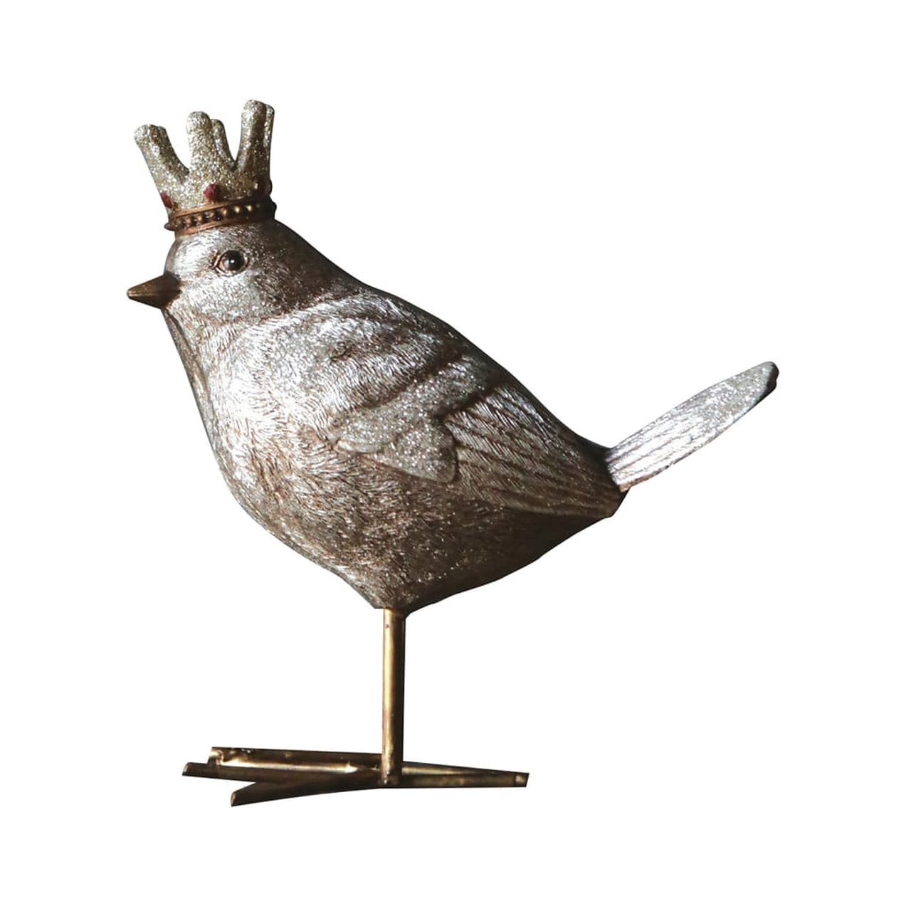 Crowned Resin Bird Figurine - Tail Down